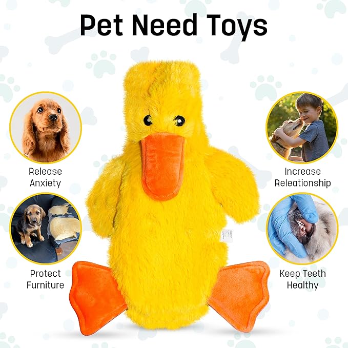 FGA MARKETPLACE Duck Flat NO Stuffing NO Squeak Plush Dog Toy, Funny Style Will Entertain Your Dog for Hours, Recommended for Small and Medium Dog 21 INCH Long