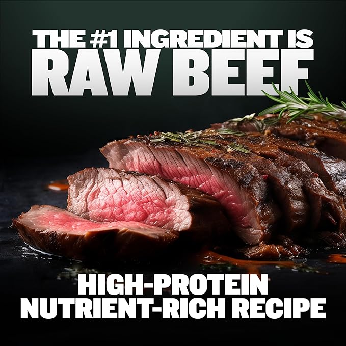 Bully Max Freeze-Dried Raw Dog Food Toppers for Puppies and Adult Dogs - Beef with Real Fruits & Veggies - Natural Meal Enhancers with Vitamins & Minerals - Feed as Puppy Treat or Dog Meal