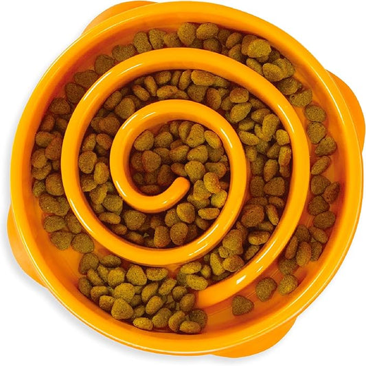 Outward Hound Fun Feeder Slow Bowl in Orange Plastic for Dogs