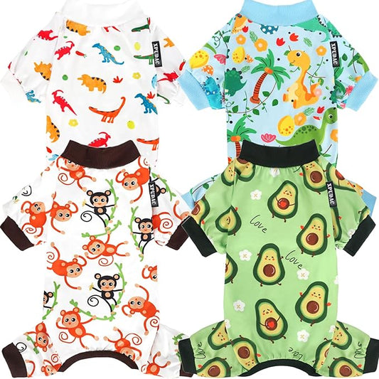 XPUDAC 4 Pack Dog Pajamas Soft Strechy Summer Puppy Clothes for Small Medium Dogs Boy Girl Cat Apparel-X-Large
