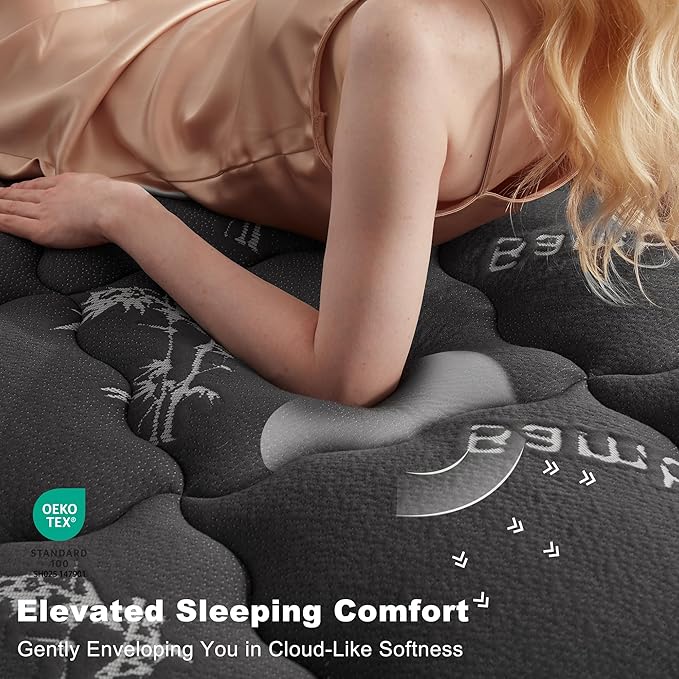 BEDLORE California King Mattress Topper Viscose Derived from Bamboo, Thick Pillow Top Mattress Pad with Stretchable Pockets for 6"-18" Mattress, Soft Mattress Topper for Back Pain Relief(Dark Gray)