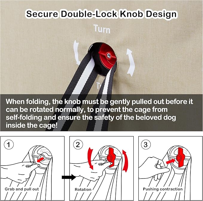 Collapsible Dog Crate - 32 Inch Portable Foldable Travel Crates for Medium Dogs with Detachable Storage Bag, Removable Pad, and Mesh Windows for Outdoor & Indoor (Beige)