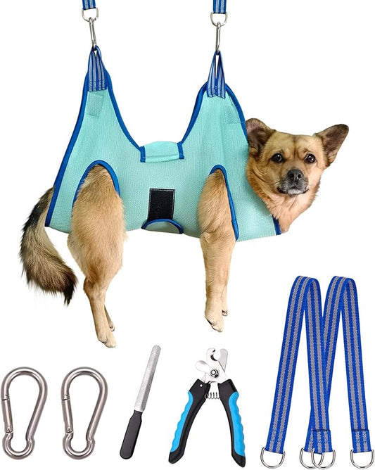 Dog Pet Grooming Hammock,S Dog Hanging Harness for Nail Clipping, Dog Trimming Cutting Hammock, Dog Sling Holder Helper for Small Dogs, Dog Grooming Restraint Bag with Wide Strap Sewed