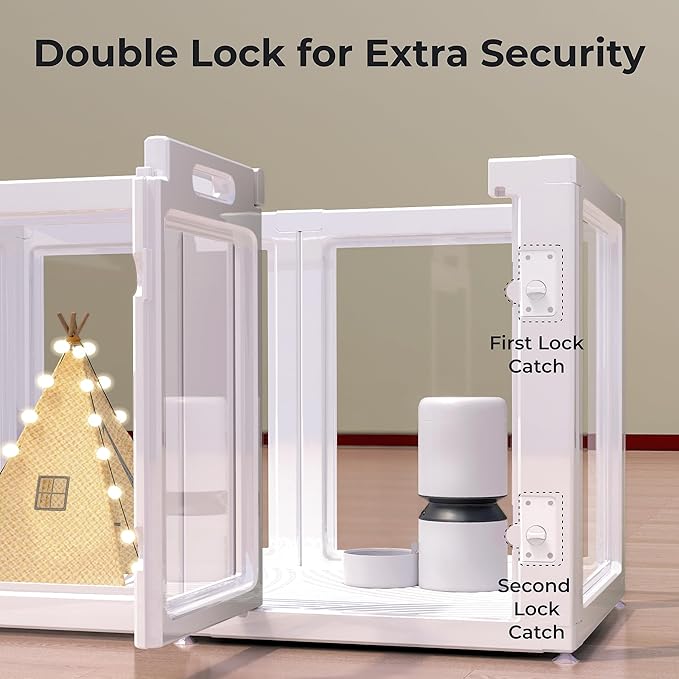 Clear Acrylic Plastic Dog Playpen Indoor,for Puppy Cat Rabbit Ferret Transparent Pet Pen,Easy Assemble Enclosure,Preferable for Small Dogs (8 Panels (White))