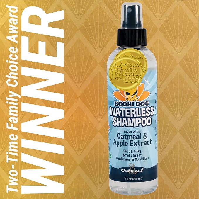 Bodhi Dog Hair Brush & Shampoo Bundle - Rubber Grooming Brush for Cats & Dogs - Gentle Scrubber for Long & Short Hair - Waterless Shampoo for Sensitive Skin & Bath Brush Set (Aqua)