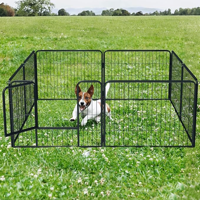 MoNiBloom Dog Playpen Outdoor, 24" Height 8 Panels Heavy Duty Metal Dogs Pen for Small Animals Pet Exercise Pen for RV Camping Yard