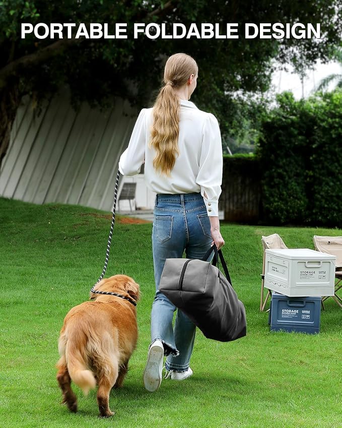 30 Inch Collapsible Travel Dog Crate for Medium Large Dogs, Portable Dog Crate 4-Door Foldable Soft Kennel with Chew-Proof Mesh Windows for Indoor & Outdoor Travel,with Storage Bag,Grey