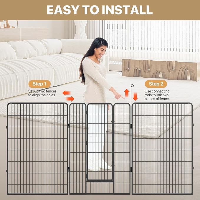 MoNiBloom Dog Playpen Outdoor, 47" Height 8 Panels Heavy Duty Metal Dogs Pen for Large/Medium/Small Animals Pet Exercise Pen for RV Camping Yard