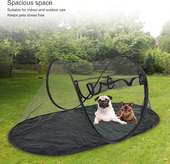 Asixxsix Pet Playpen, Outdoor Foldable Portable Cat Tent Spacious Space Pet Enclosure Tent with Storage Bag for Cats Dogs in Deck, Patio, Camping, Travel, Breathable Mesh Designe