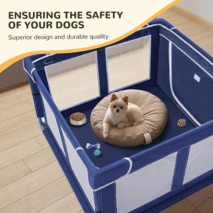 Dog Playpen Made of Thickened Stainless Pipe and 600D Oxford Cloth, 42×42 Inch Puppy Playpen, 25 Inch Height Pet Playpen for Puppy and Small Dogs, Keep Pets Secure