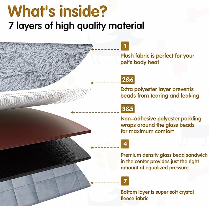 BALAPET Fluffy Weighted Blanket for Dogs, 7 Layers Soft Faux Fur Blanket for Pets Separation Anxiety,Relaxation and Calming,Perfect for Thunderstorm Firework Car Travel and Camping,Machine Washable(L)