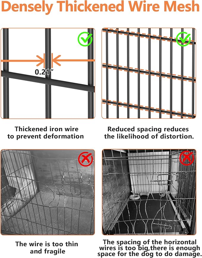 Piskyet Dog Crate Furniture with Cushion,Heavy-Duty Reinforced Metal Mesh,32" Wooden Dog Crate End Table with Double Doors,Indoor Dog Kennel,Dog Cage Side Table for Medium Breed,Rustic Brown