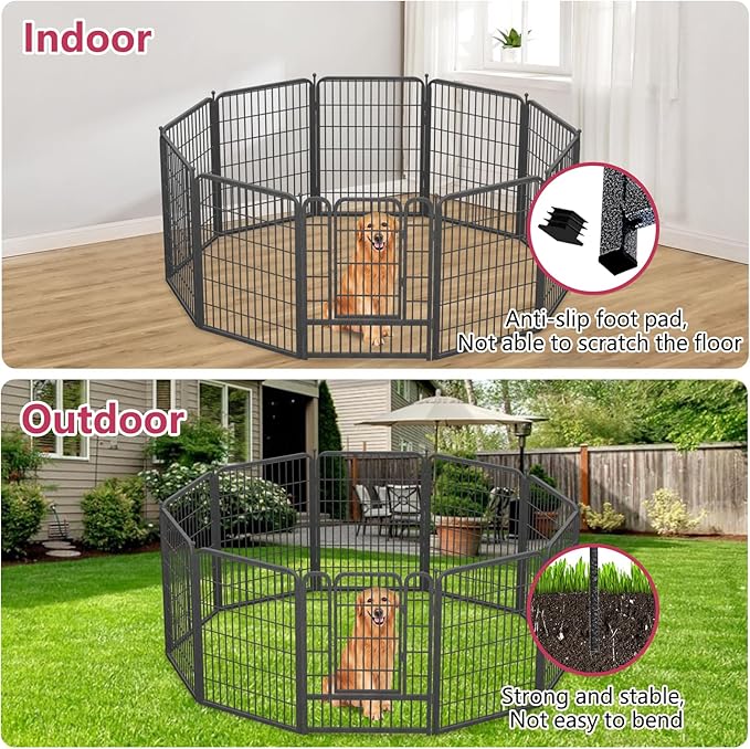 Dog Playpen 40" Height 10 Panels Puppy Playpen Indoor Portable Dog Fence Outdoor for Yard Indoor Dog Pen for Medium/Small Dogs, Heavy Duty Pet Pen for RV, Camping, Yard