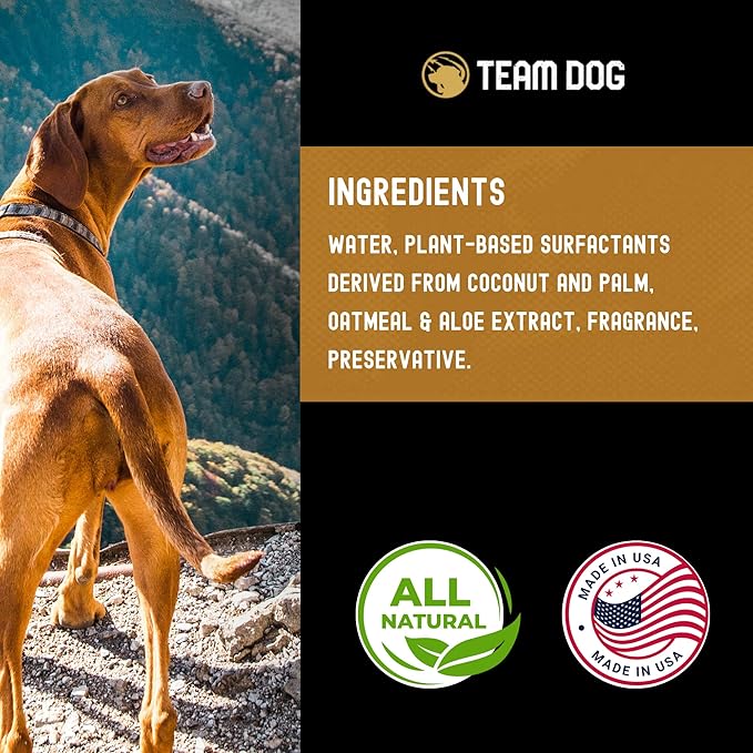 TEAM DOG 5 in 1 Oatmeal Shampoo for Dogs | Moisturizing, Detangling & Deodorizing Dog Shampoo and Conditioner | for Allergies & Sensitive Skin | No MEA/DEA, Phosphate, Sulfates, Parabens | 16 Fl Oz