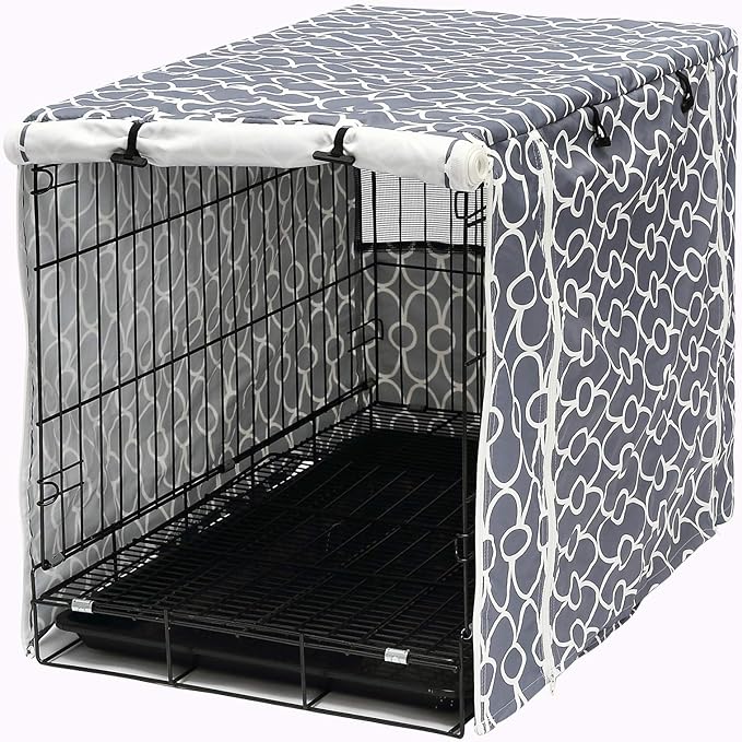 Pethiy Dog Crate Cover Durable Polyester Pet Kennel Cover Universal Fit for Wire Dog Crate - Fits Most 48 inch Dog Crates - Cover only-Gray-48