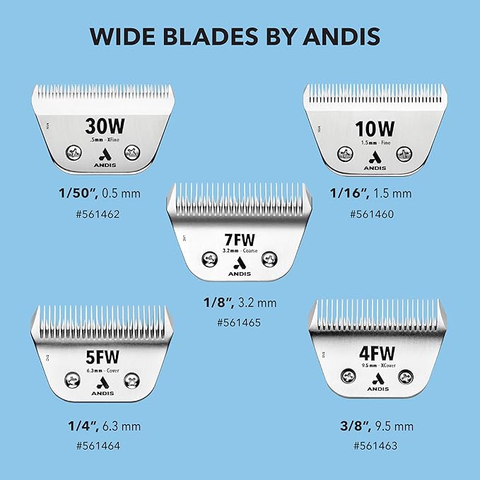 Andis 561462 ceramicEDGE #30W XFine Wide Blade, Small Animal and Pet Grooming, Detachable Replacement Blade, Long Lasting, Stainless Steel