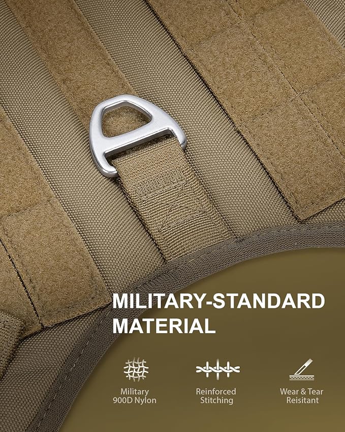 FAYOGOO Tactical Dog Harness for Large Dogs - Heavy Duty Escape Proof Dog Harness with Handle,Adjustable No Pull Dog Vest for Walking,Training