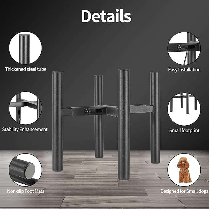 Single Dog Bowl Stand Raise 8" Tall - Without Bowls, Adjustable Wide 6-10" Lifted Pet Food Table,Dog Bowl Holder Elevated for Medium Small Dogs Breed (Anti-Slip)