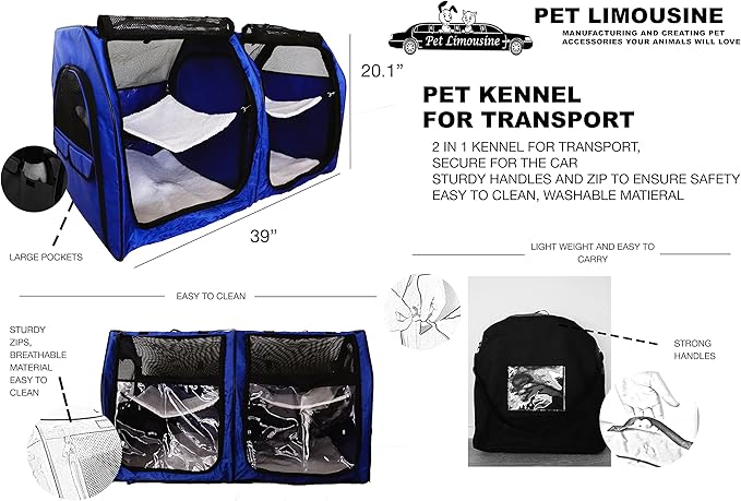 Cat Show House Portable Kennel Double Crate for Home or Travel Easy Fold Compact Storage Dog Pet House All Soft Mats Include