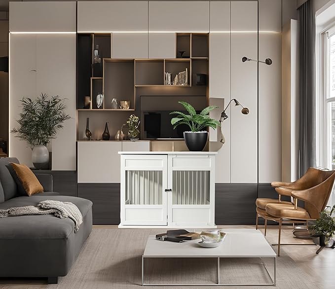 New Age Pet Horizon Pet Crate - Durable ECOFLEX with Stainless Steel Spindles, Bone-Shaped Latches, Easy Access Door, Stylish Design, 10-Year Warranty, Available in 3 Sizes & 2 Colors