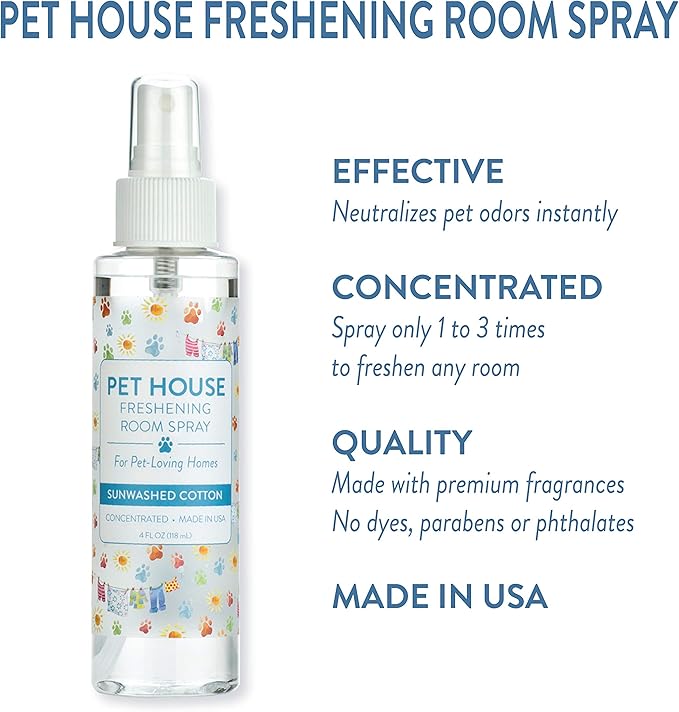 One Fur All Pet House Freshening Room Spray - Sunwashed Cotton - Concentrated Air Freshener - Non-Toxic & Pet-Friendly Air Freshener - Pet Odor Eliminator Room Spray