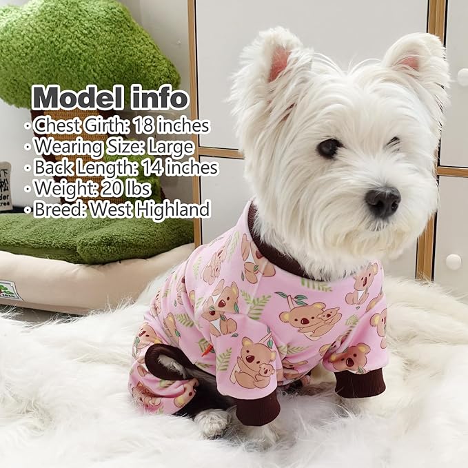 KYEESE Dogs Pajamas for Small Dogs Soft Material Stretchable Dog Jammies Cat Pajamas Dog Apparel, Koala, Small