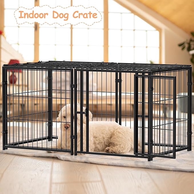 Mr IRONSTONE Dog Crate Small Dog Kennel Dog House Indoor Dog Cage for Small Medium Large Dogs, Puppy Dog Playpen, Pet Cage, 24" H x 48" L