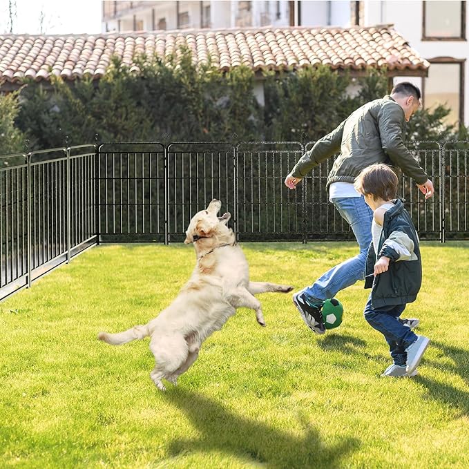 Dog Playpen Outdoor 12 Panels Heavy Duty Dog Fence 40" Height with Thick Pipe Anti-Rust with Doors Portable for RV Camping Yard, Total 32FT, 79 Sq.ft, Snowy Black