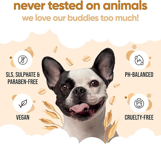 Oatmeal Dog Conditioner (16.90oz) Made with Aloe Vera, Argan Oil & Pro Vitamin B5 to Detangle Matted Coats & Relieve Sensitive & Itchy Skin, Suitable for Puppies from 8 Weeks, Vegan