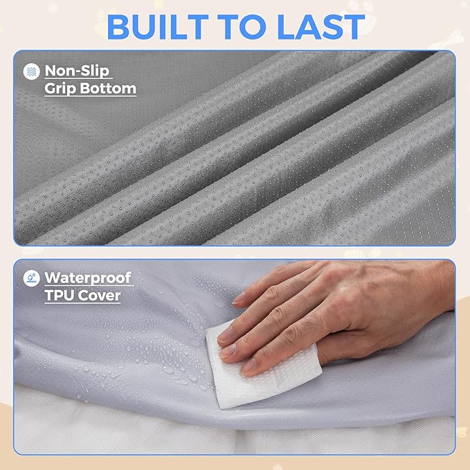 OhGeni Comfort Fluffy Dog Bed with Removable Washable Cover & Waterproof Lining, Chew Proof & Non-Slip Soft Crate Bed for Large, Medium, Small Size Dogs, 23in(Gray)