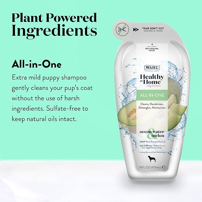 Wahl Professional Animal Healthy at Home Dog Shampoo - Plant Powered Grooming Shampoo - All-in-One