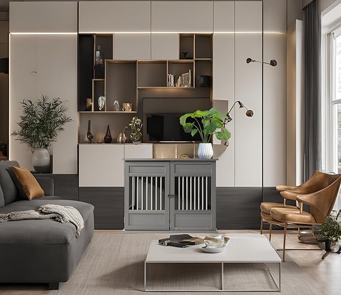 New Age Pet Horizon Pet Crate - Durable ECOFLEX with Stainless Steel Spindles, Bone-Shaped Latches, Easy Access Door, Stylish Design, 10-Year Warranty, Available in 3 Sizes & 2 Colors