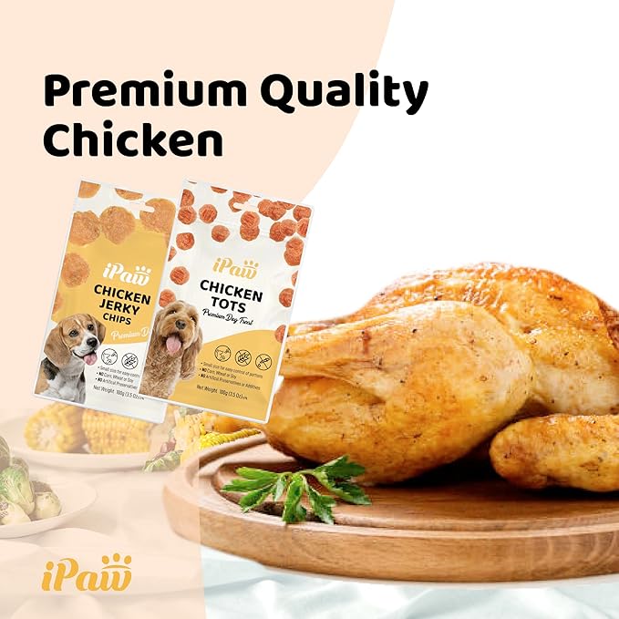 Dog Treats for Puppy Training, All Natural Human Grade Dog Treat, Hypoallergenic, Easy to Digest (Chicken Tots), 2 Packs