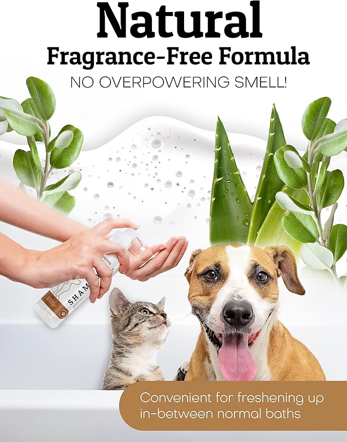 Pets Waterless No-Rinse Pet Shampoo | Soothing Hypoallergenic Gentle | time-Saving Stress-Free foaming Cleanser (1 8 fl oz Bottle Unscented)