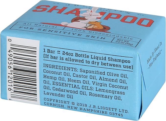 J·R·LIGGETT'S Small Animal Hair Shampoo Bar Great for Sensitive Skin | Relieves Dry, Itchy Skin, Hypoallergenic Formula | Biodegradable–100% Detergent-Free, 100% Ecologically Correct, Non-GMO 3.5 oz.
