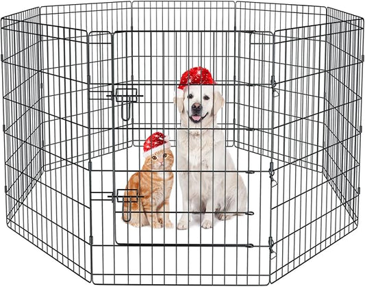 Pet Playpen Dog Pen Foldable Dog Exercise Fence 8 Panels 36 Inch Kennels Pet Playpen Options Ideal for Pet Medium Animals Outdoor Indoor