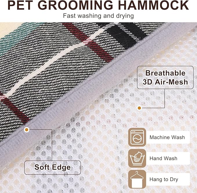BEAUTYZOO Dog Grooming Hammock for Medium/Large Dogs- Dog Sling for Nail Trimming/Clipping- Dog Grooming Harness with Thick Fabric Neck Support & Strap Restraint Claw Care, Beige M