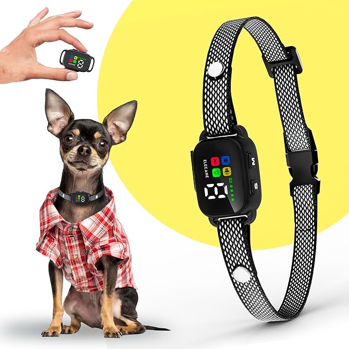 Tiny Bark Collar for Small Dogs 5-15 lbs and Puppies - No Shock Anti Barking Collar - Rechargeable Smart Collar for Dog Training with 7 Sensitivity Levels and 3 Beep&Vibration Modes (Black)