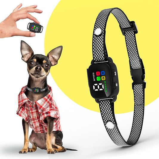 Tiny Bark Collar for Small Dogs 5-15 lbs and Puppies - No Shock Anti Barking Collar - Rechargeable Smart Collar for Dog Training with 7 Sensitivity Levels and 3 Beep&Vibration Modes (Black)