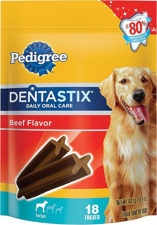 Pedigree Dentastix Beef Flavor Large Treats For Dogs - 15.6 Oz. 18 Count