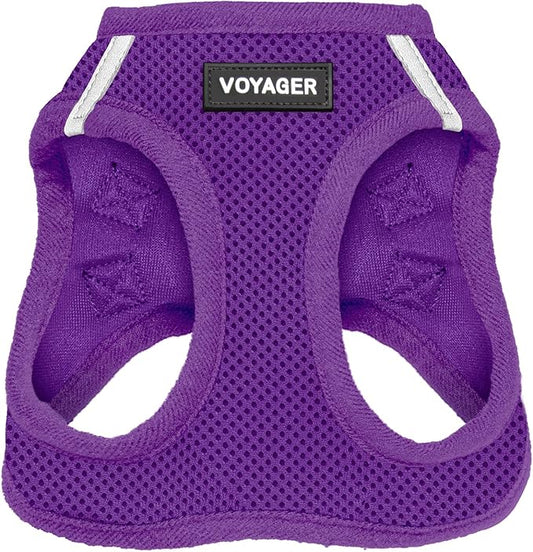 Voyager Step-in Air Dog Harness - All Weather Mesh, Reflective, No Pull Harness for Small, Medium Dogs, Cats - Secure with Hook & Loop Fastener, Buckle, Double D-Rings - Purple, XL