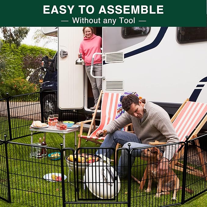 Dog Playpen Outdoor, 16 Panels 32" H Dog Pen Indoor, Metal Dog Fence Outdoor, Pet Fence for Large/Medium/Small Dogs, Indoor Puppy PlayPen, Dog Fence Exercise Pen for RV,Camping,Yard