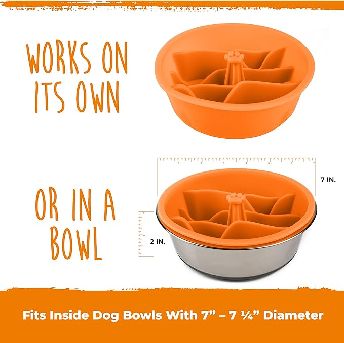 Mighty Paw Slow Feeder Dog Bowls | Interactive Dog Bow Insert - Silicone Puzzle Feeder Insert - Medium for All Sized Breeds (7" x 2")