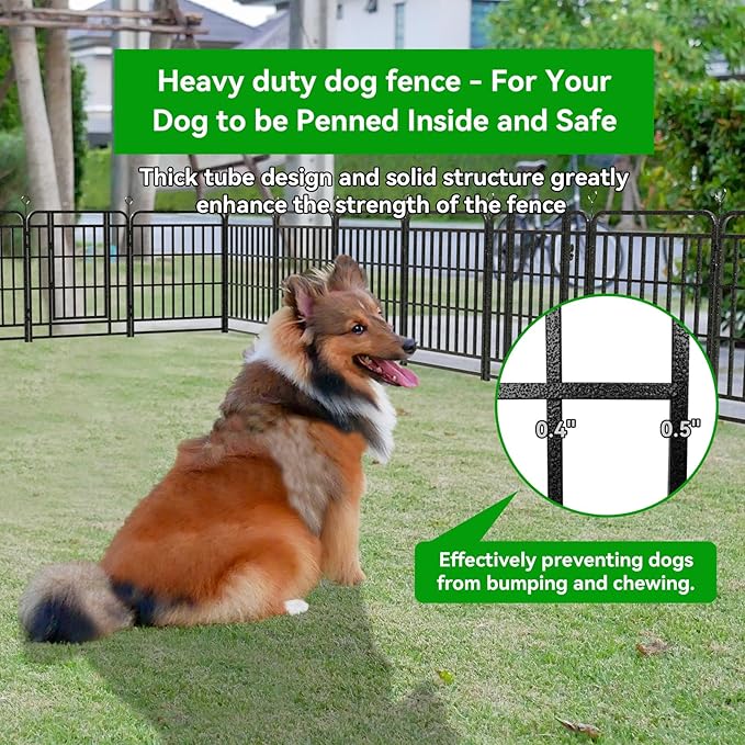 Dog Playpen Outdoor 8 Panels Heavy Duty Dog Fence 32" Height with Thick Pipe Anti-Rust with Doors Portable for RV Camping Yard, Total 18FT, 25 Sq.ft, Snowy Black