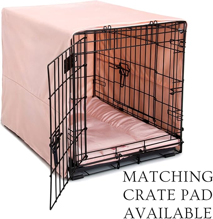 Pet Dreams Dog Crate Cover - Breathable Fabric Kennel Topper for Single-Door Crates, Fits iCrate Dog Cages 18, 24, 30, 36, 42, 48 Inches (Medium Dusty Pink 30")