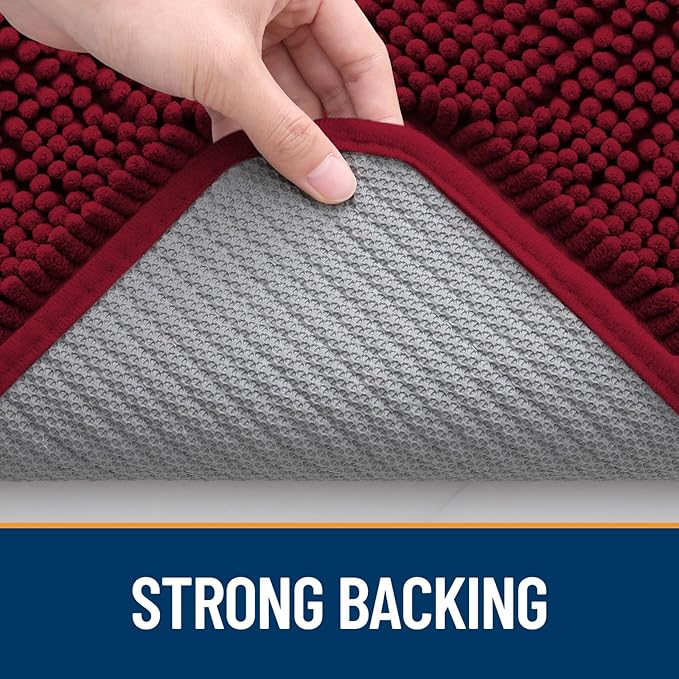 OLANLY Dog Door Mat for Muddy Paws 40x32, Absorbs Moisture and Dirt, Absorbent Non-Slip Washable Mat, Quick Dry Chenille, Mud Mat for Dogs, Entry Indoor Door Mat for Inside Floor, Burgundy