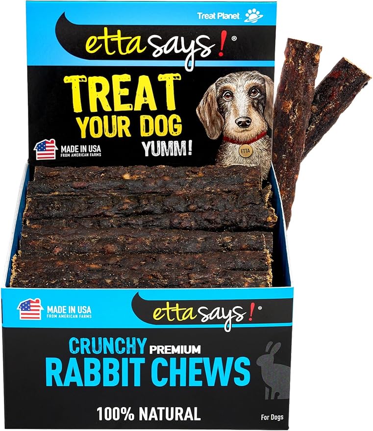 etta says! Premium Crunchy 4.5" Rabbit Dog Chews - Grain-Free Dog Treats, Good for Teeth, Easy to Digest - Made in The USA (36 Count Pack of 1)
