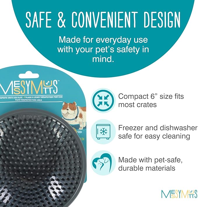 Messy Mutts Therapeutic Crate Lick Plate | 6" Lick Plate for Kennels | Easy Kennel Attachment for Crate-time Enrichment | Interactive Licking Plate