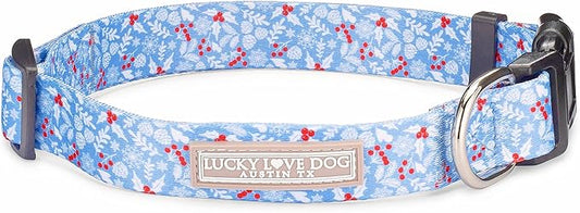 Lucky Love Dog Collar, Cute Winter Dog Collars for Large Dogs, Blue Snowflake Dog Collar for Male and Female Dogs, Part of Purchase Donated to Dog Rescue - (Winterblue Collar, L)
