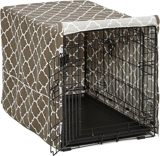 MidWest Homes for Pets Dog Crate Cover, Privacy Dog Crate Cover Fits Midwest Dog Crates, Crate Cover Only; Machine Wash & Dry; Brown Geo Print; 30 inch